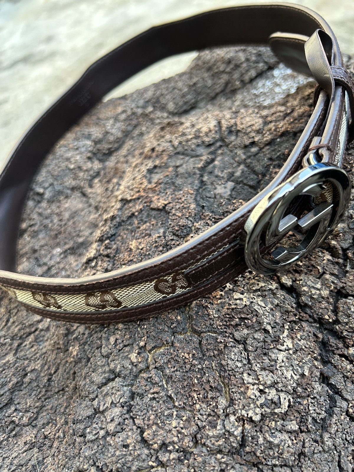 Gucci gucci interlocking G buckle monogram belt Size ONE SIZE - 3 Thumbnail