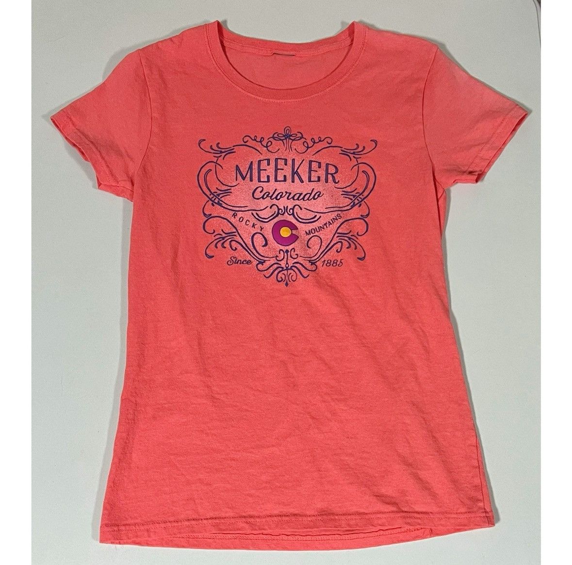 Gildan Pink ‘Meeker, Colorado’ Graphic T-Shirt Top Tee Size S 🗻✨ Size US S / EU 44-46 / 1 - 2 Thumbnail