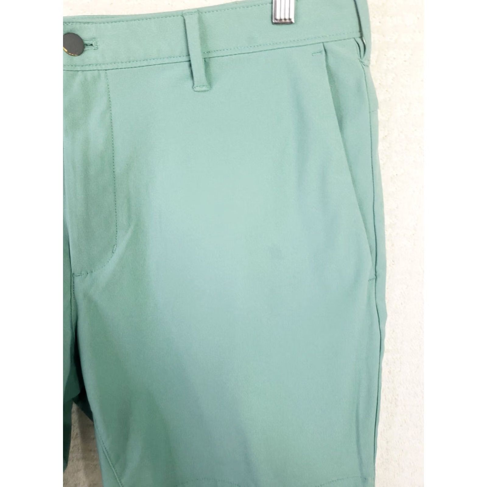 Lands' End Lands' End Shorts Men's 35x9 Teal Green Flat Front 5 Pocket Polyester Chino Casual Mens Size US 35 - 6 Thumbnail