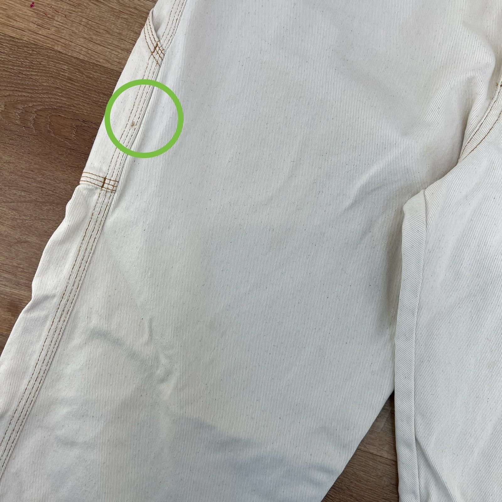 Eddie Bauer × Vintage Vintage Eddie Bauer Ivory Denim Carpenter Painter Jeans Size 31" - 6 Thumbnail