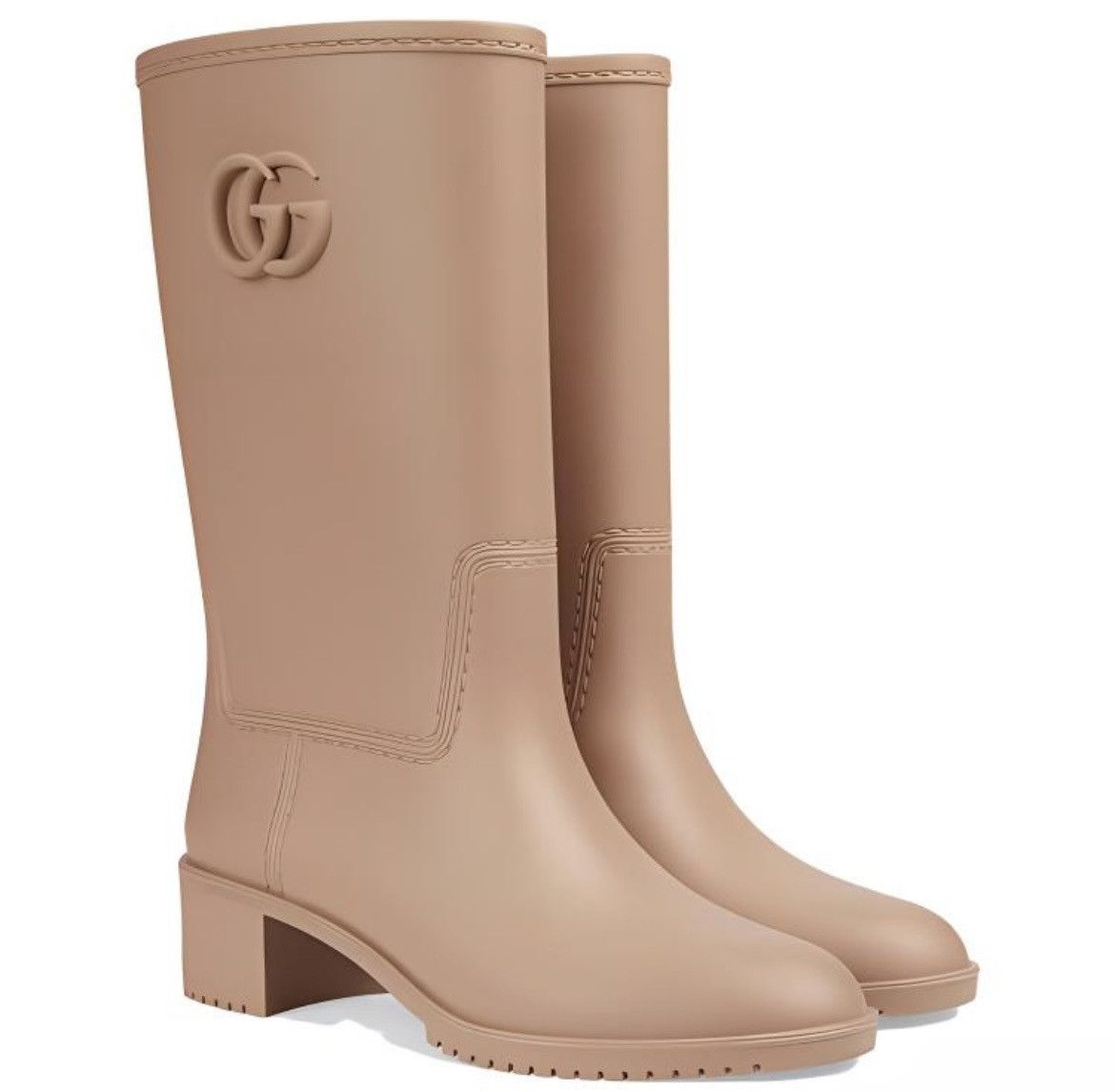 Gucci Gucci GG Knee High Rubber Boots size 35 Camel Size US 5 / IT 35 - 1 Thumbnail
