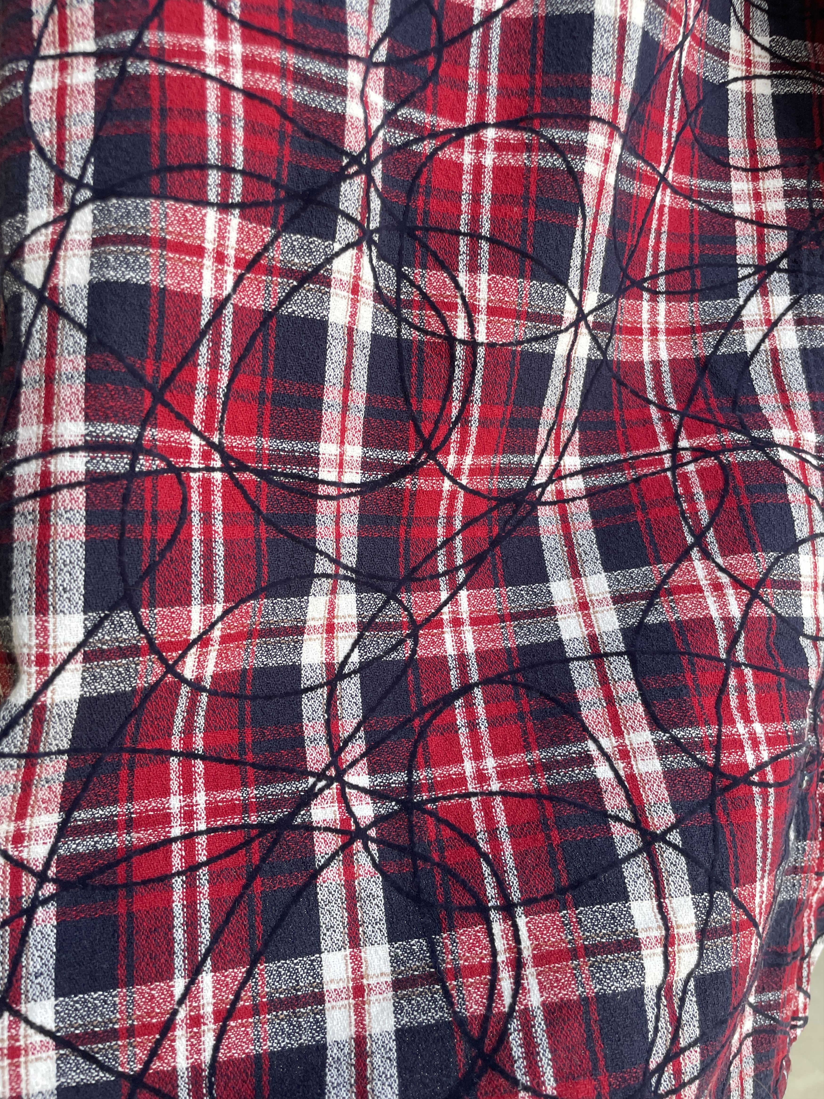 Desigual Desigual Plaid Flannel Scribble Embroidery Button Down Shirt Size US XXL / EU 58 / 5 - 7 Thumbnail
