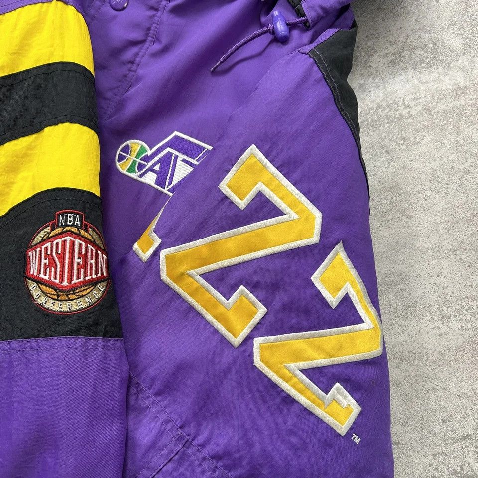 NBA × Starter × Vintage VTG 90s UTAH JAZZ STARTER PUFFER JACKET HOODIE MEN SIZE M Size US M / EU 48-50 / 2 - 5 Thumbnail