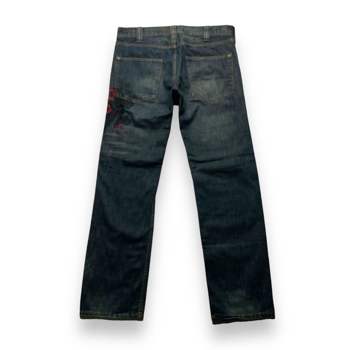 Takeo Kikuchi 🇯🇵 TAKEO KIKUCHI EMBROIDERED FLORAL DENIM PANTS Size 31" - 2 Thumbnail