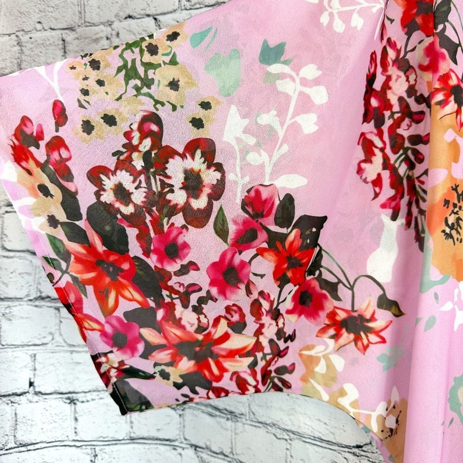 Other Women's Batwing Chiffon Kimono Beachwear CoverUp Pink L Size L / US 10 / IT 46 - 9 Thumbnail