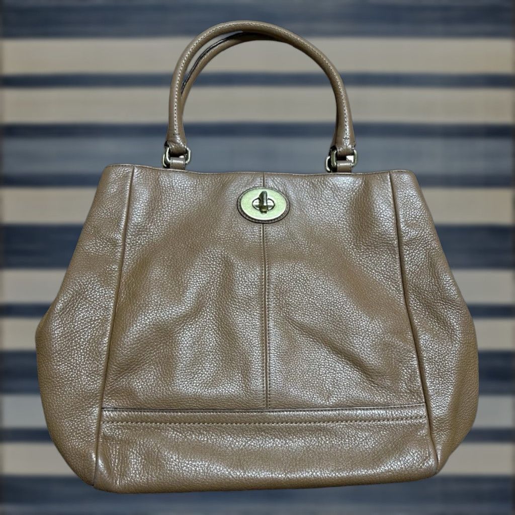 Coach VINTAGE Coach Park Large Camel Brown Leather Turn Lock Shoulder Handbag Satchel Purse Size L / US 10 / IT 46 - 1 Thumbnail