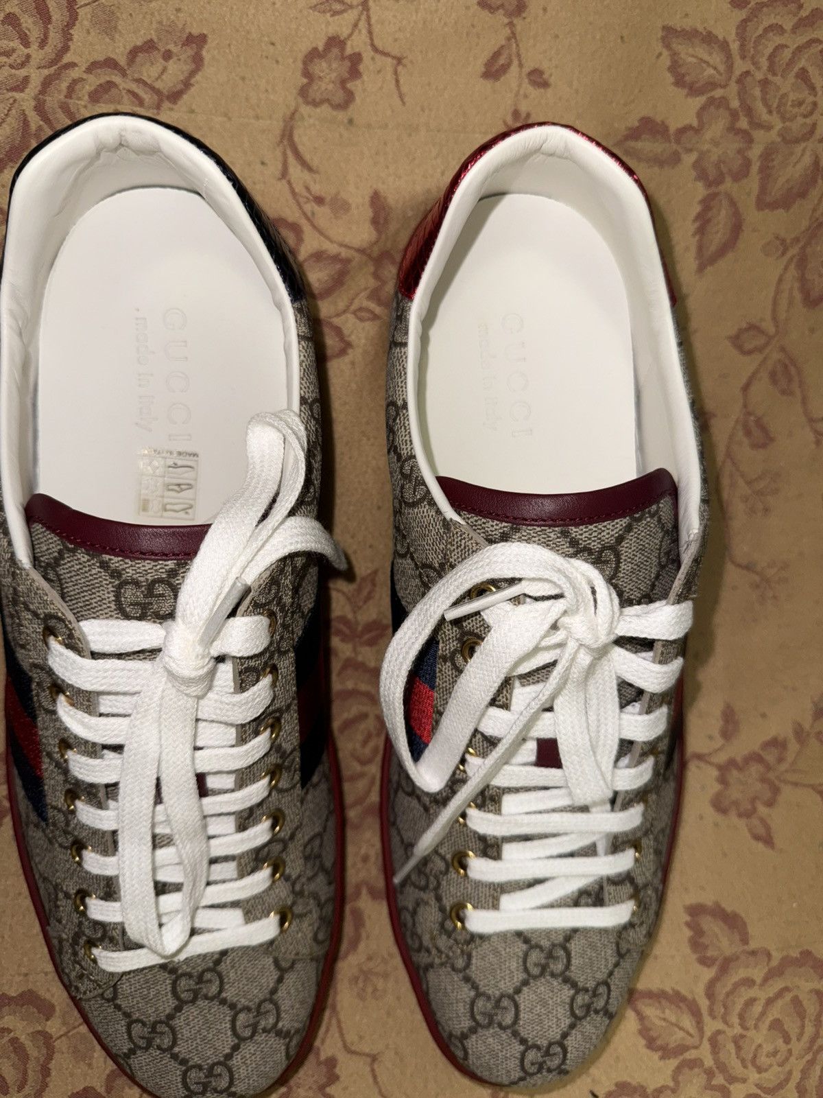 Gucci Gucci Ace GG Supreme Red bottom snake skin sneakers size 9 Size US 9 / EU 42 - 4 Thumbnail