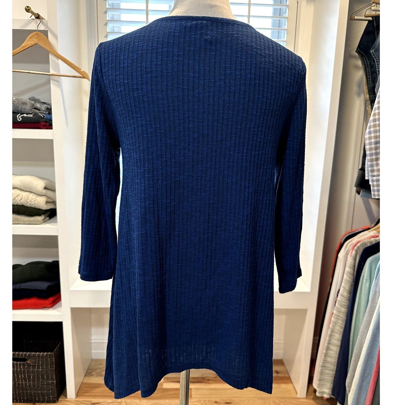 Other New Direction Women's Dark Blue Ribbed Long Sleeve Tunic S Size S / US 4 / IT 40 - 4 Thumbnail