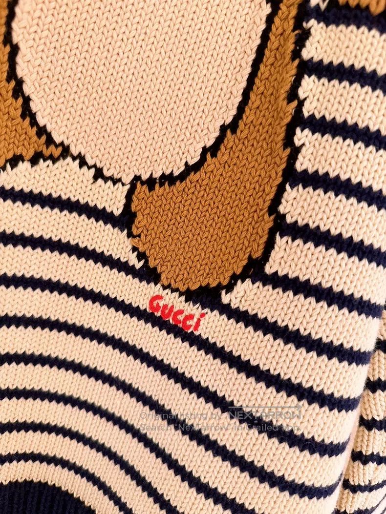 Gucci Gucci Beige striped bear sweater Size US S / EU 44-46 / 1 - 7 Thumbnail