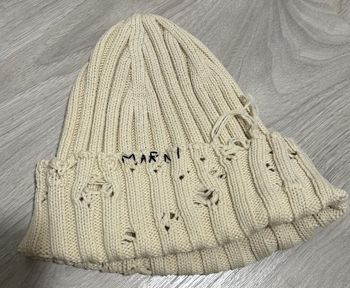 Marni Marni distressed beanie Cream Size S Size ONE SIZE - 2 Thumbnail