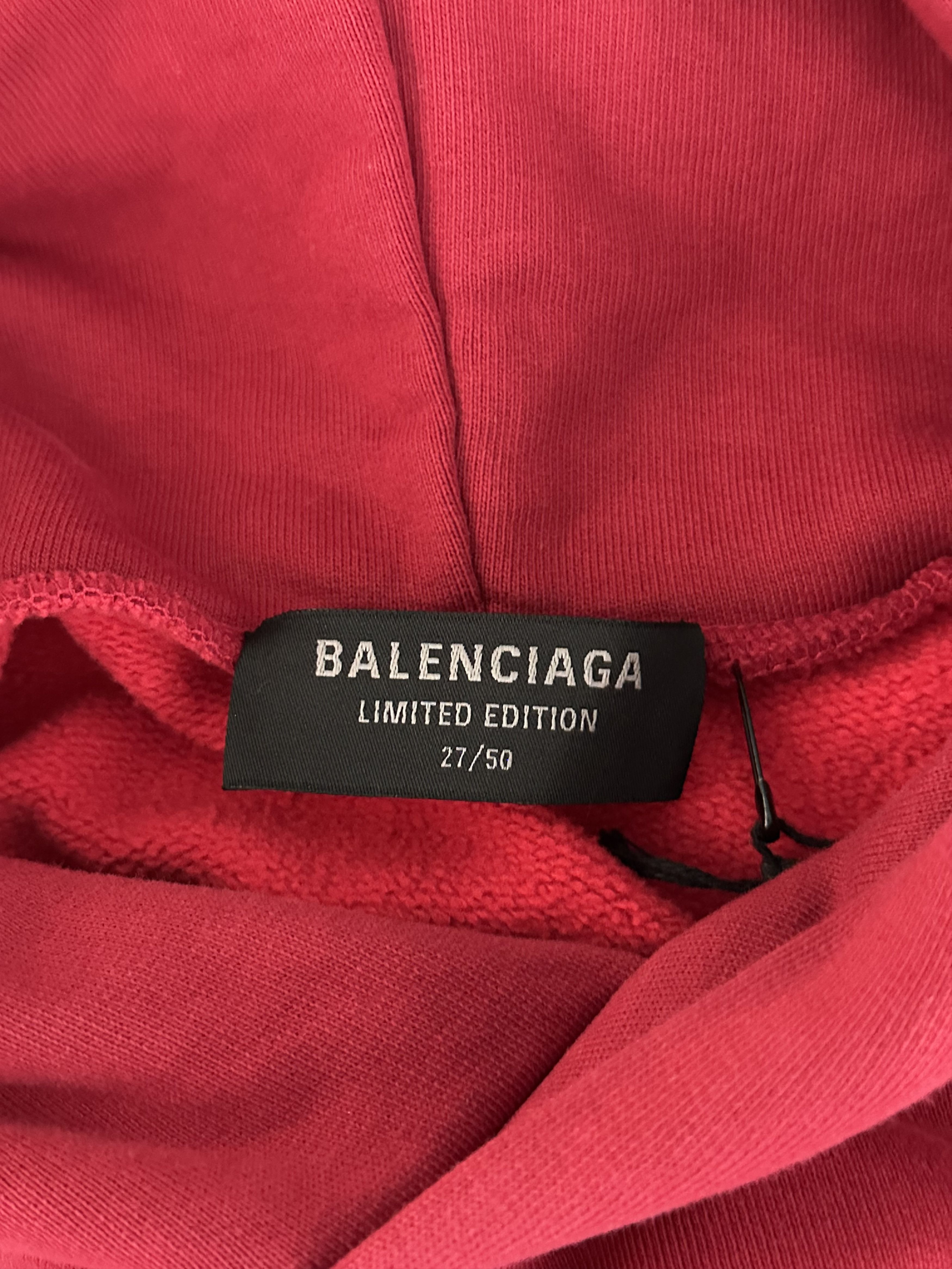 Balenciaga Balenciaga Red I Love Upcycled Hoodie Size US M / EU 48-50 / 2 - 3 Thumbnail