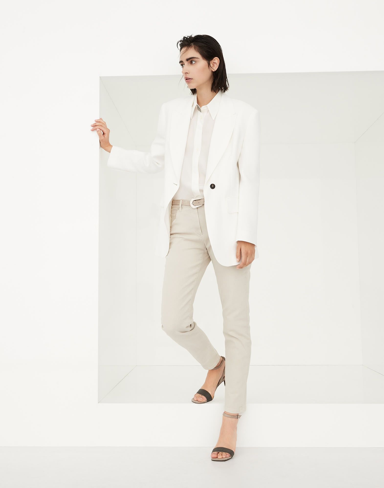 Brunello Cucinelli o1w1db10825 Woman Dyed Pants in Open White Size 26" / US 2 / IT 38 - 4 Thumbnail