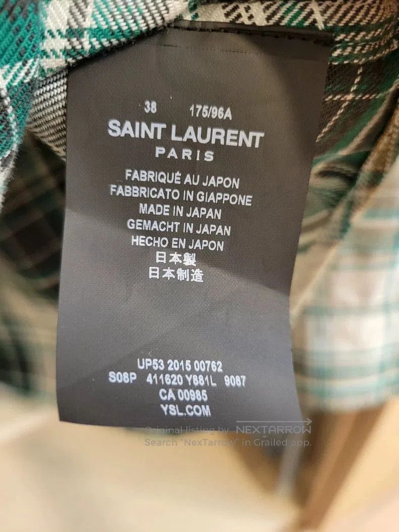 Saint Laurent Paris Saint Laurent Green Plaid Button. Size US S / EU 44-46 / 1 - 4 Thumbnail