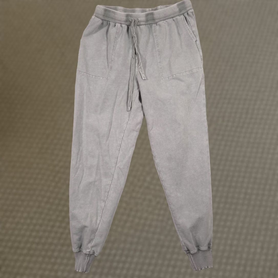 Lancel Delancey Jogger Pants Mens S Gray Knit Elastic Waist Pockets Lounge Tapered Casual Activewear Pants Size US 29 - 1 Thumbnail