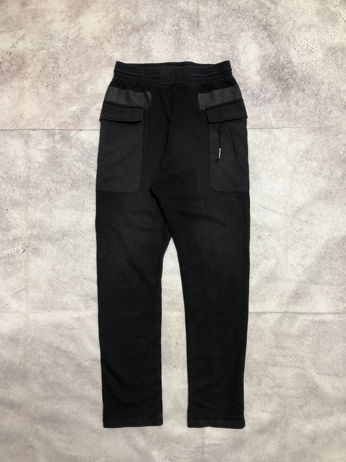 image of Damir Doma Silent Washed Black Drop Crotch Sweatpants, Men's (Size 32)