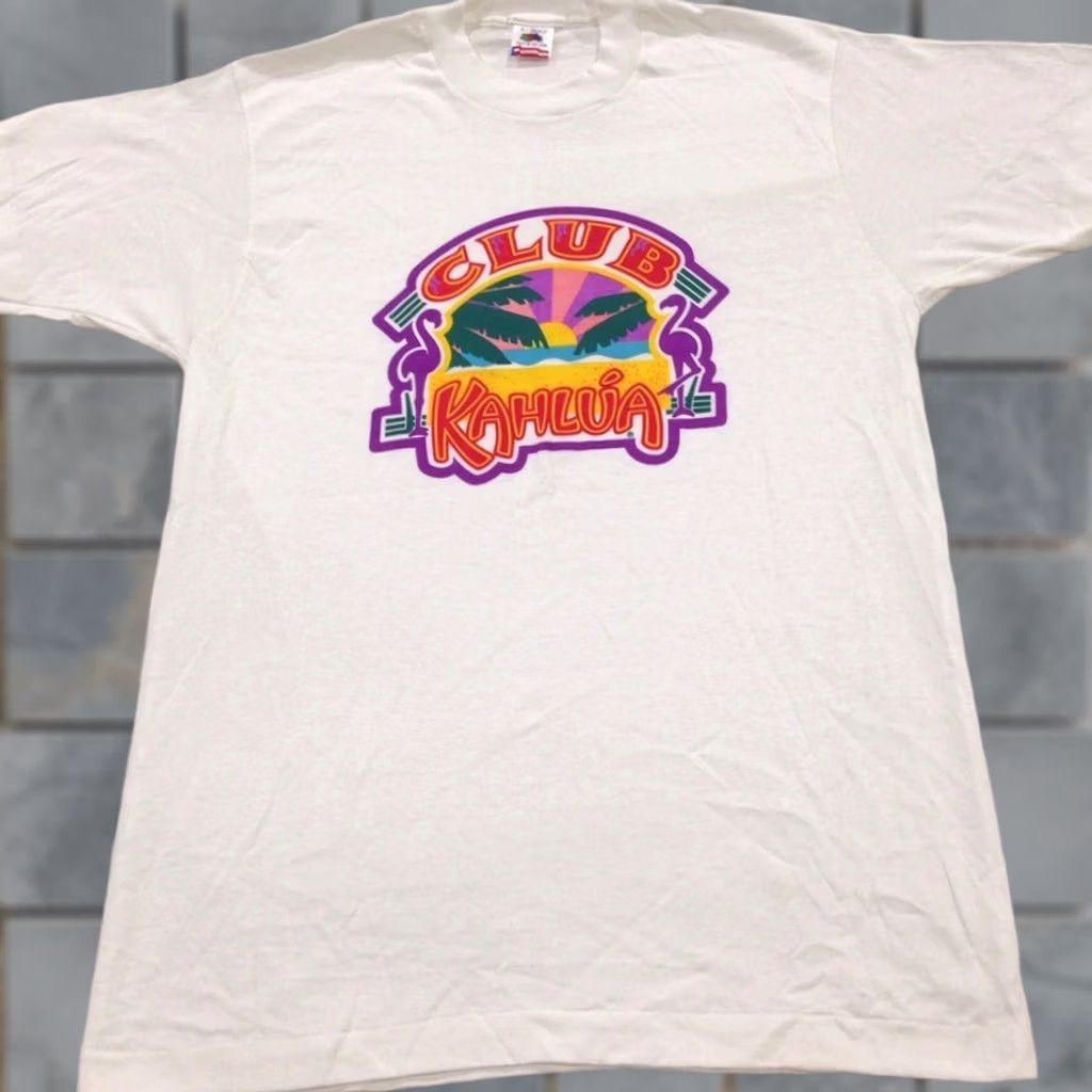 Vintage VINTAGE 80s CLUB KAHLUA T-Shirt MEDIUM White Mens 80s 90s Cotton Polyester Short Sleeve Crew Neck Single Stitch Regular Fit Size US M / EU 48-50 / 2 - 1 Thumbnail