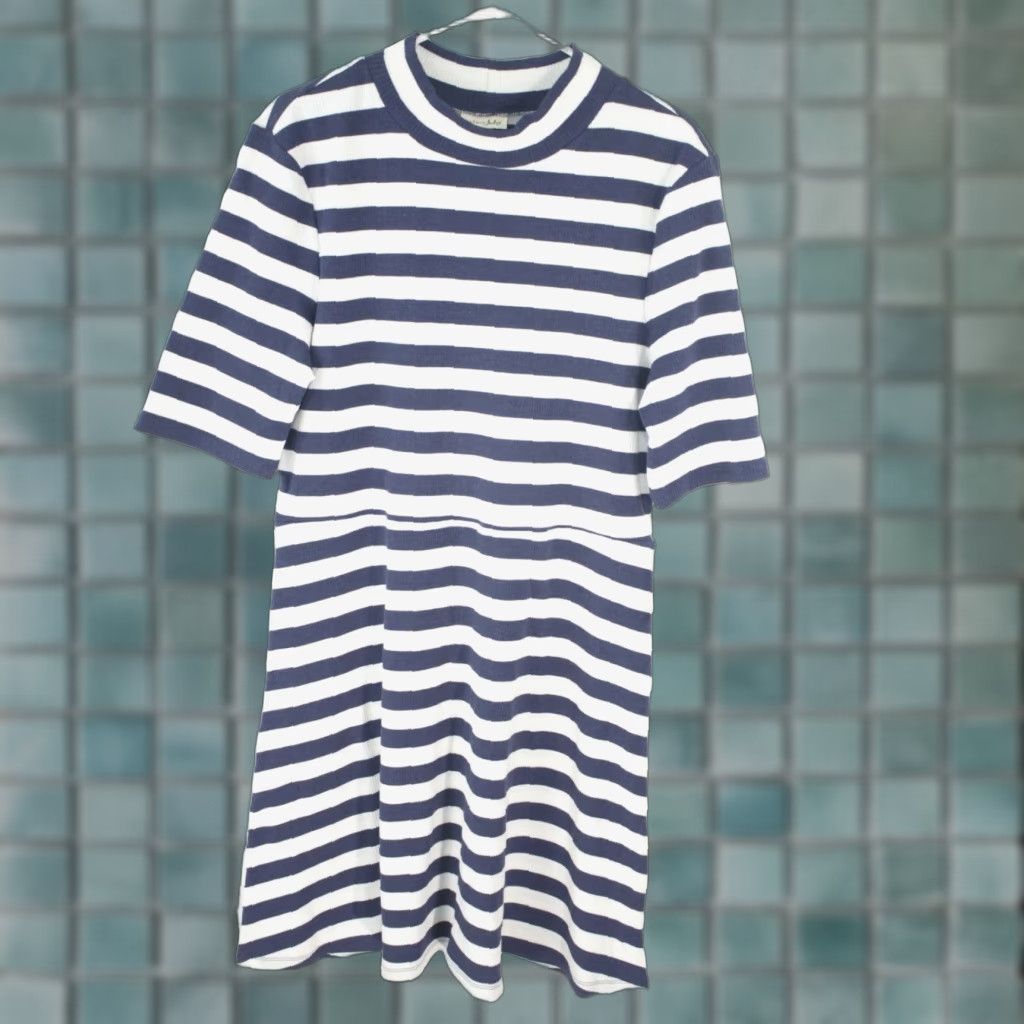 Vintage Maison Jules Dress Womens Short Sleeves Striped Black Casual Mini 2XL NWT Size 40" / US 18 - 1 Thumbnail