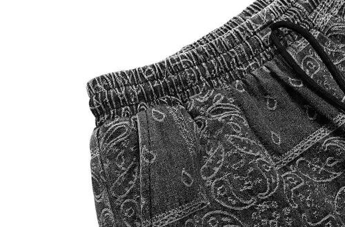 Japanese Brand 21SS Indigo Union Japan Black Bandana Paisley Denim Shorts Size US 32 / EU 48 - 2 Thumbnail