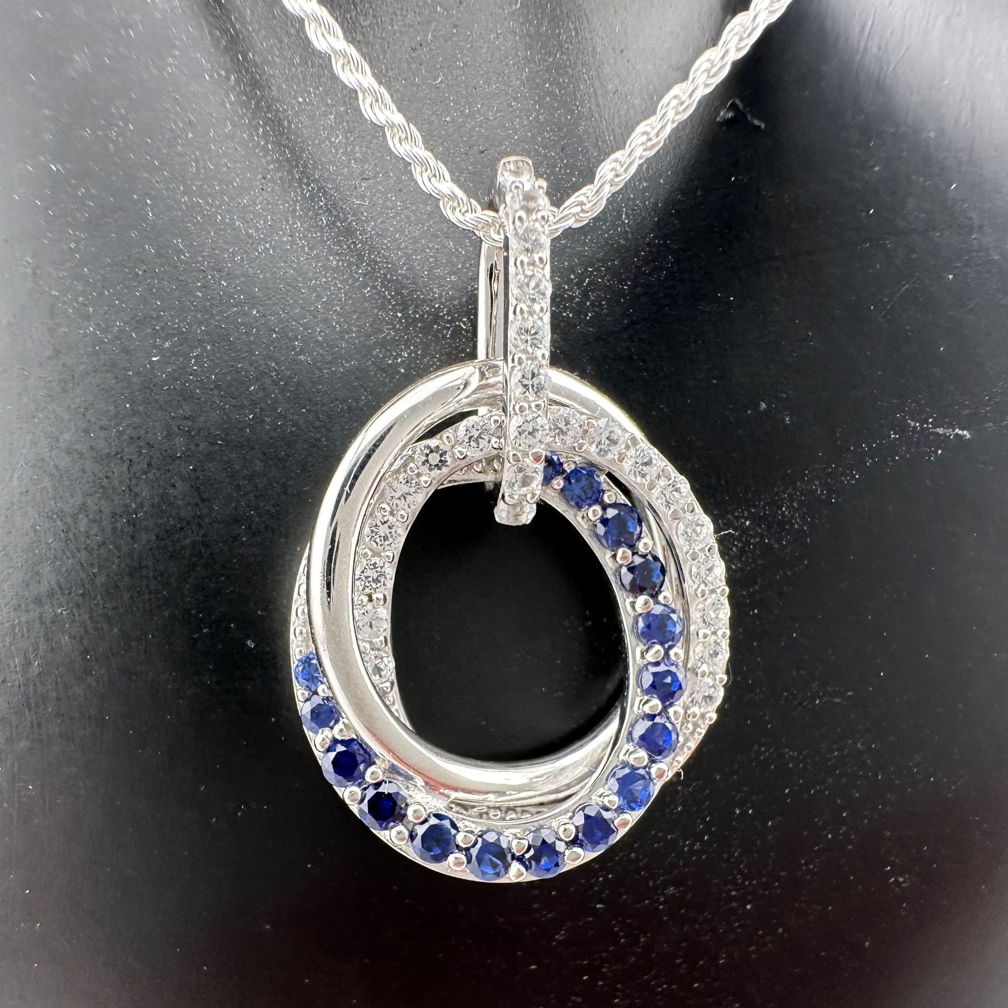 Other Blue and White Sapphire (Lab Created) Interlocking Loops Pen Size ONE SIZE - 2 Thumbnail