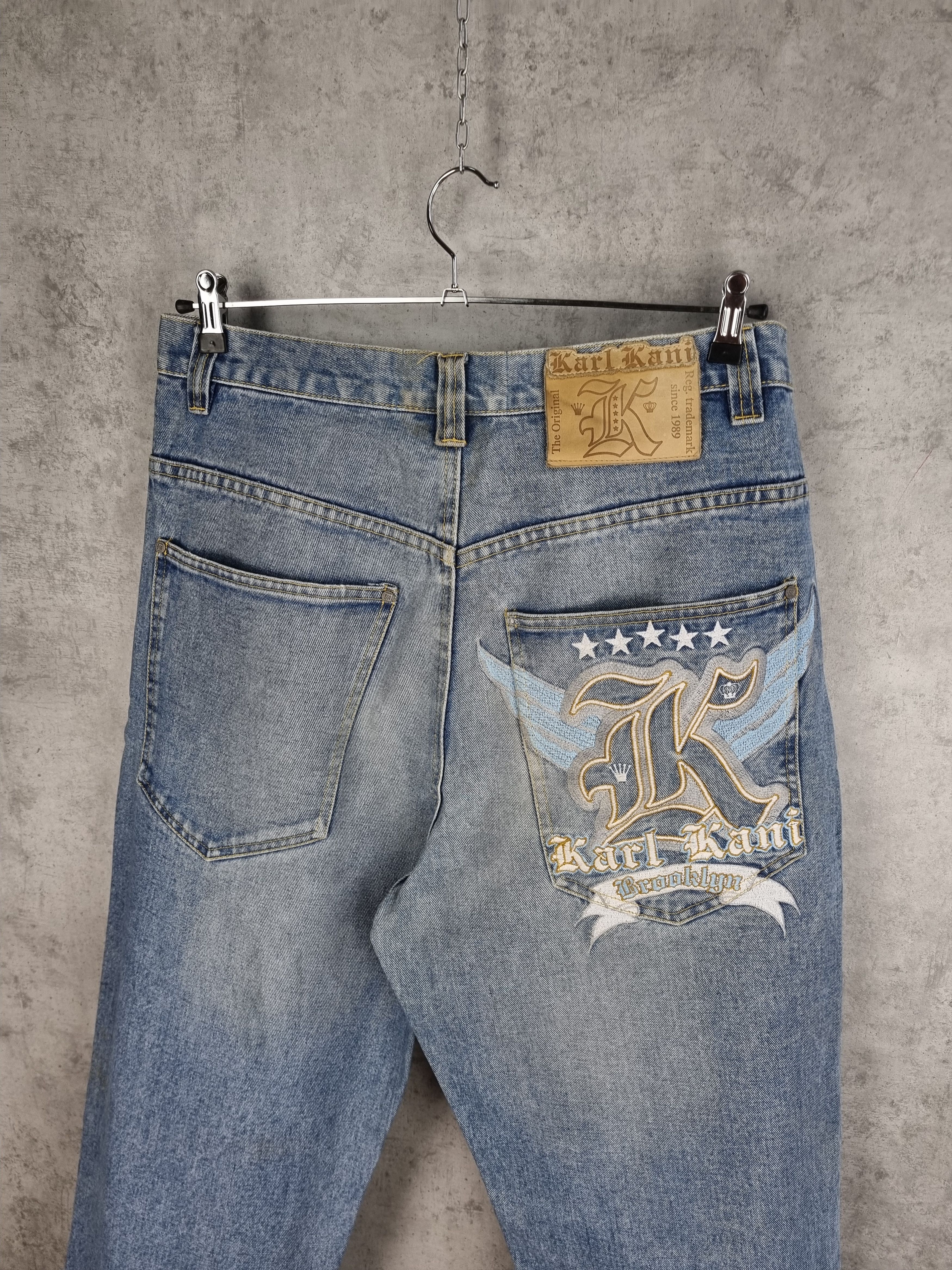 Karl Kani × Vintage × Wu-Tang Clan Karl Kani Brooklyn Embroidered Big Logo Baggy Vintage Jeans Size US 34 / EU 50 - 9 Thumbnail