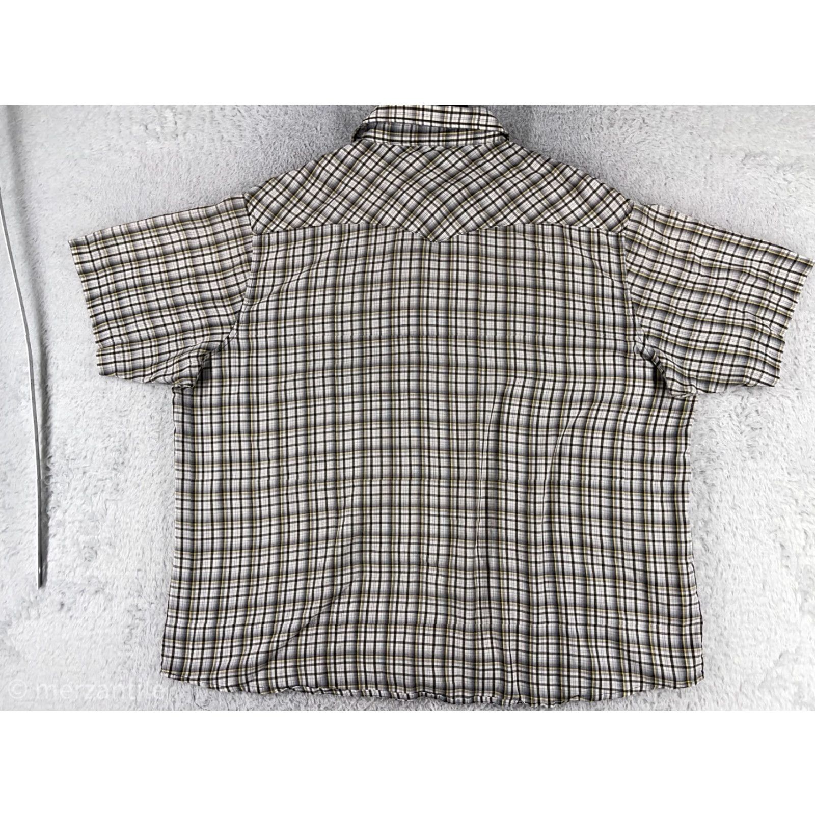 Wrangler Wrangler Shirt Mens 3XL Beige Plaid Western Pearl Snap Short Sleeve Pockets Shirt (Button-Up) Womens? Wait. Need end. Size US XXL / EU 58 / 5 - 2 Thumbnail