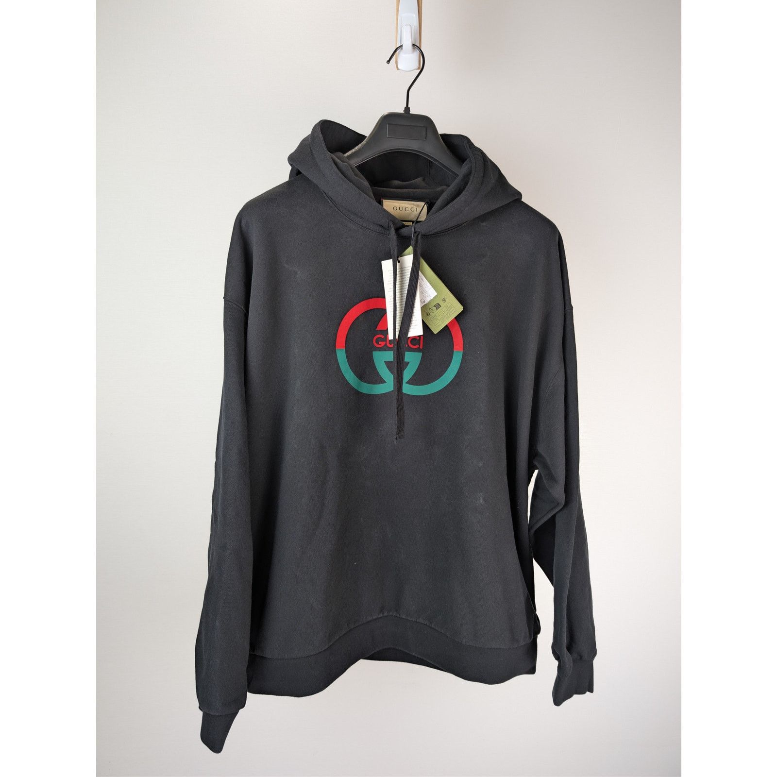 Gucci o1rshd1 Light Felted Cotton Jersey Hooded Sweatshirt Black Size US XL / EU 56 / 4 - 2 Thumbnail
