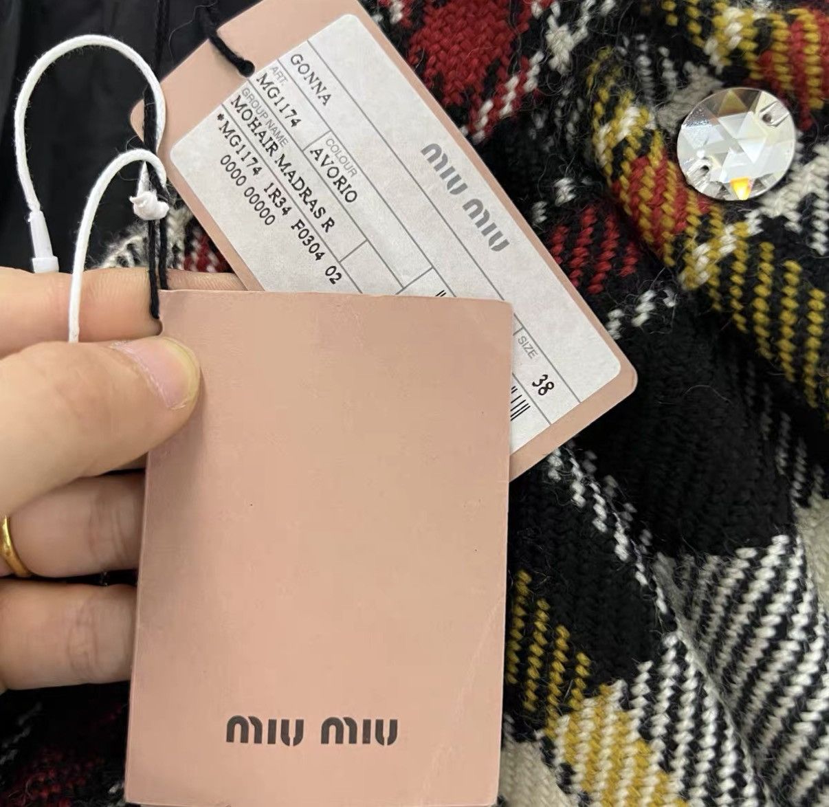Miu Miu Miu Miu Diamond Check Midi Skirt J41 Size 26" / US 2 / IT 38 - 5 Thumbnail