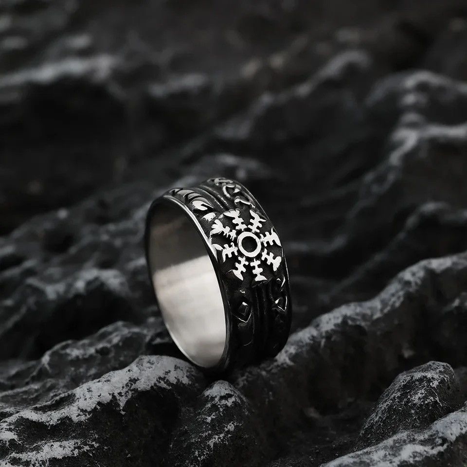 Jewelry Viking Compass Rune Stainless Steel Snowflake Men's Ring | Grailed