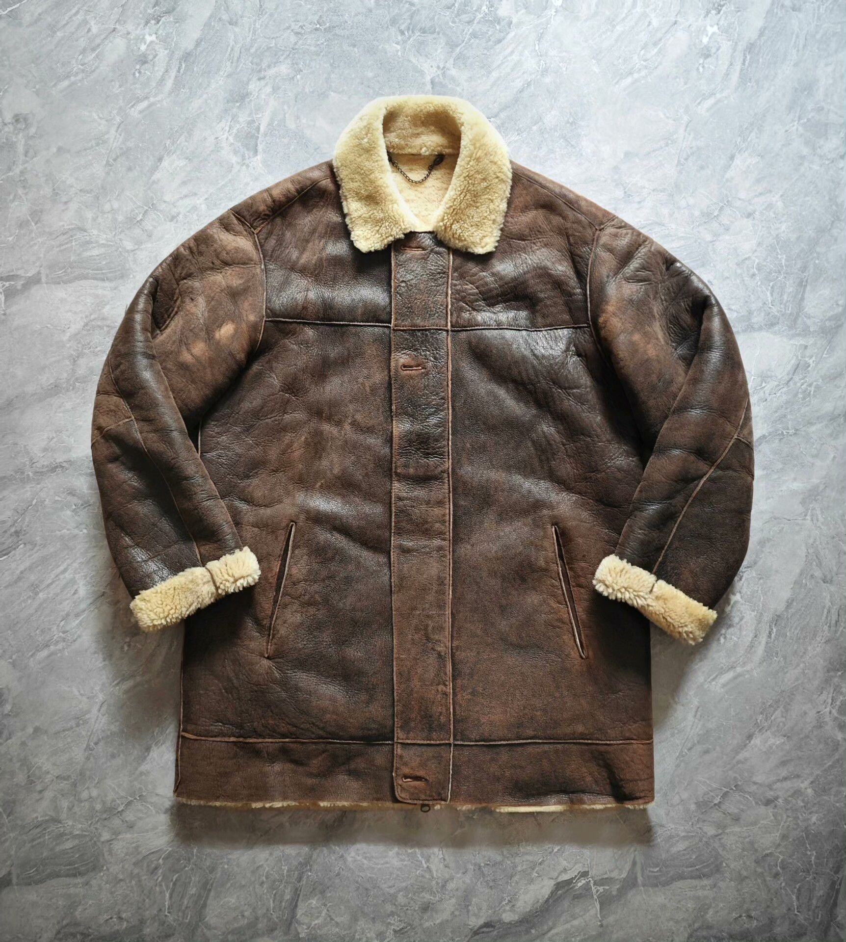 Timberland long leather shearling coat for winter Size US M / EU 48-50 / 2 - 1 Thumbnail
