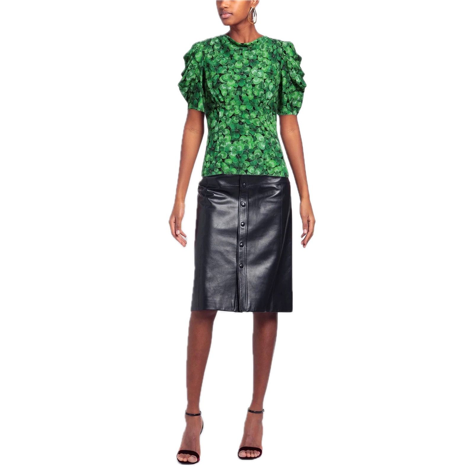 Dolce & Gabbana Dolce & Gabbana Green Clover Print Blouse Silk IT 36 XXS Size XS / US 0-2 / IT 36-38 - 4 Thumbnail