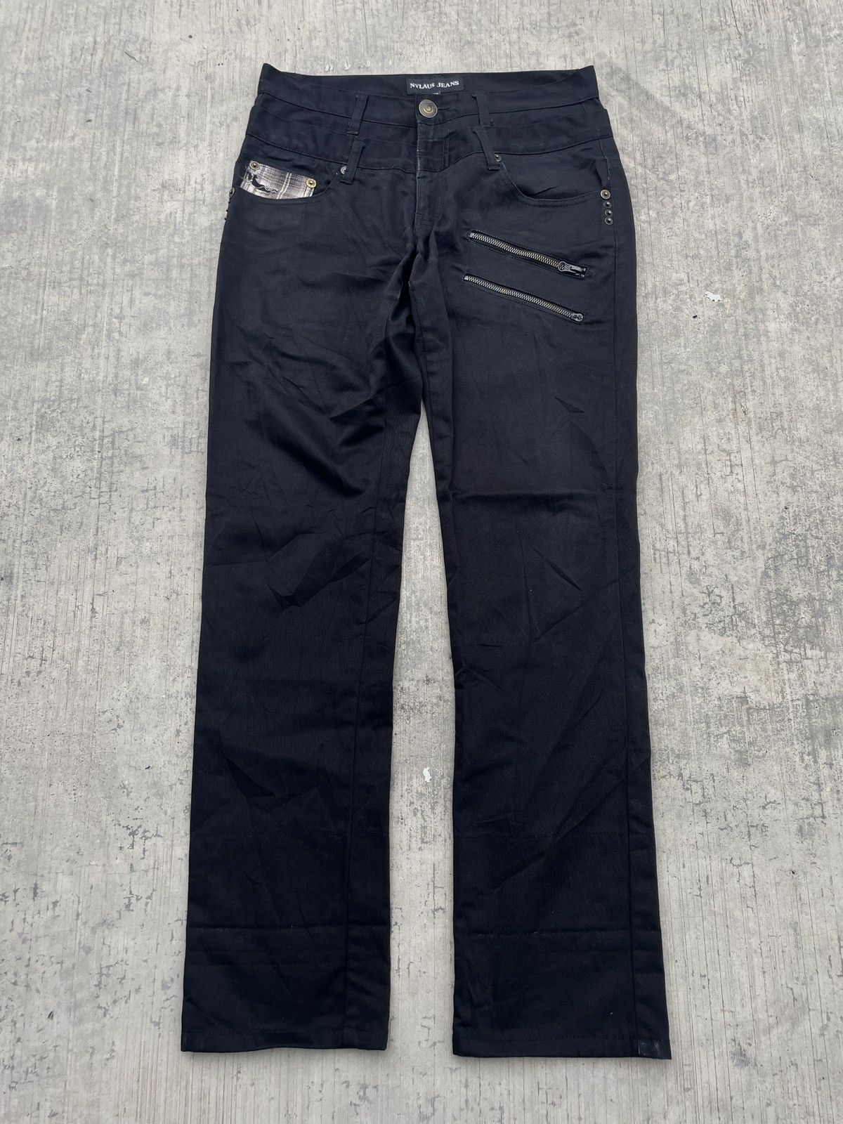 Japanese Brand 2000s JAPANESE BRAND NYLAUS DOUBLE WAIST BONDAGE SLIM Size US 32 / EU 48 - 1 Thumbnail
