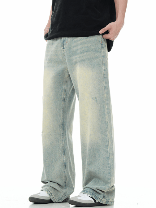 Japanese Brand × Vintage American men's washed distressed street vintage loose jeans Size US 32 / EU 48 - 3 Thumbnail