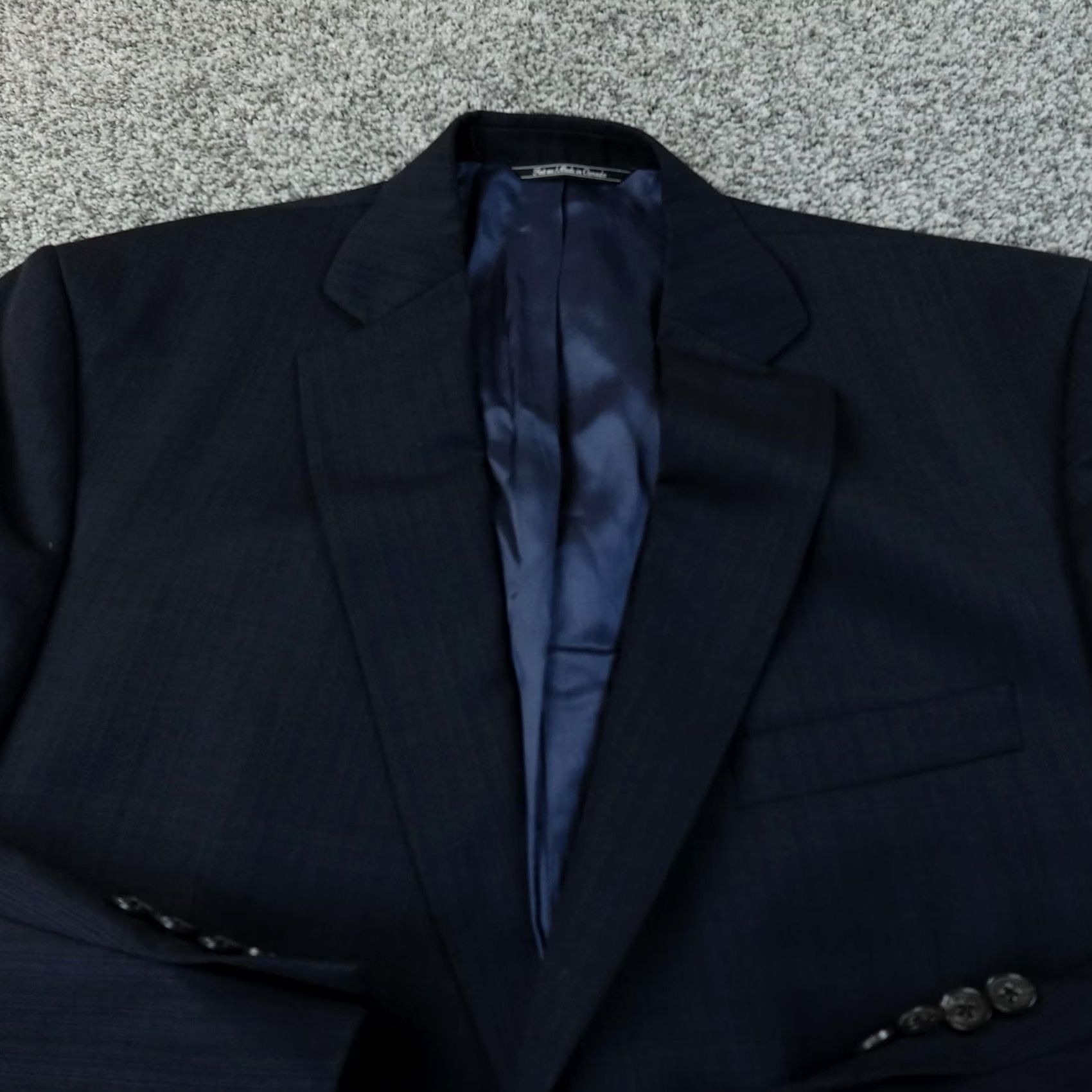 Jack Victor VINTAGE Jack Victor Blazer Mens 42 Navy Blue Stripe Wool Sport Coat Jacket Canada Size 42R - 3 Thumbnail