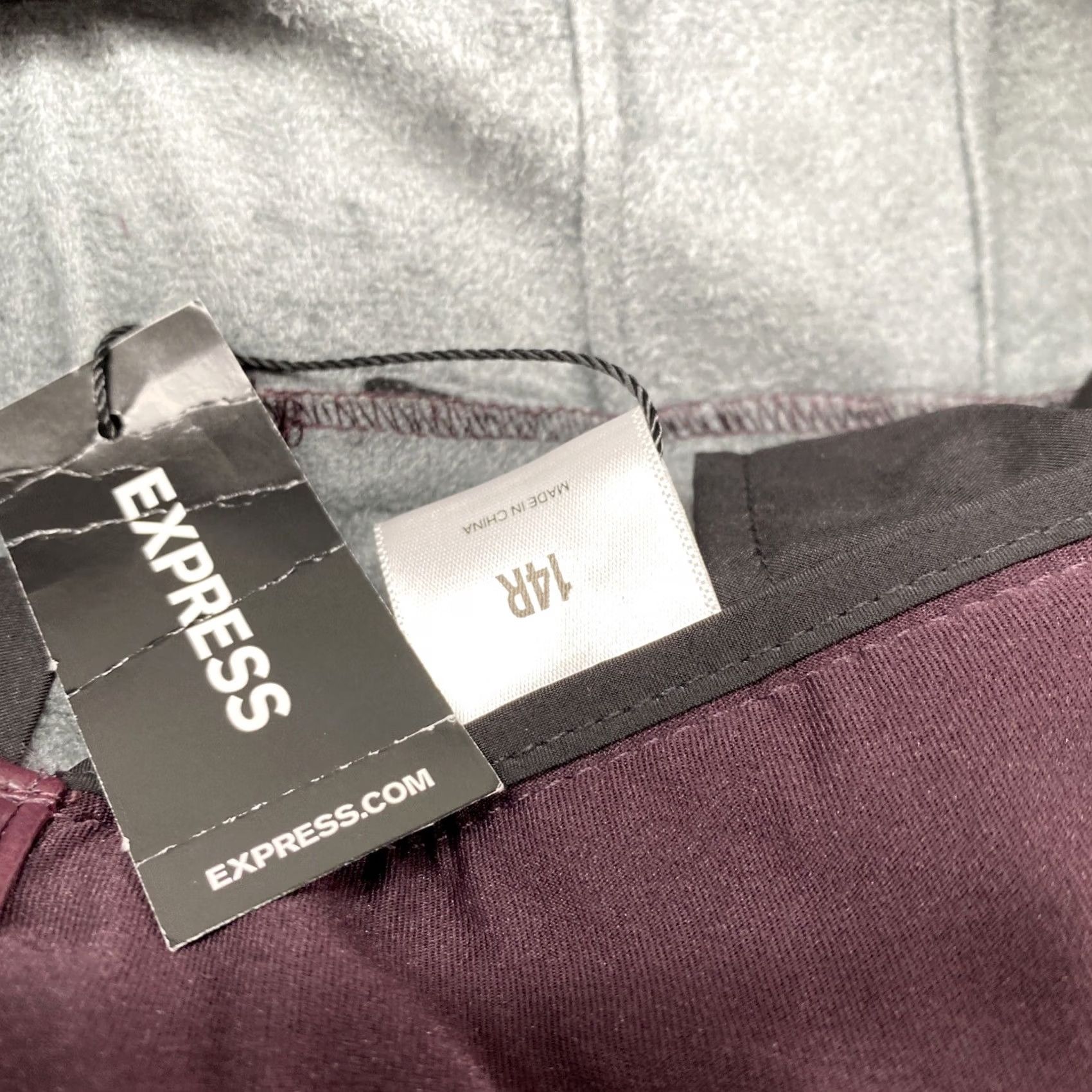 Express Express Women’s Purple Faux Leather Pleated Super High Rise Ankle Pants SZ 14R Size 36" / US 14 / IT 50 - 6 Thumbnail