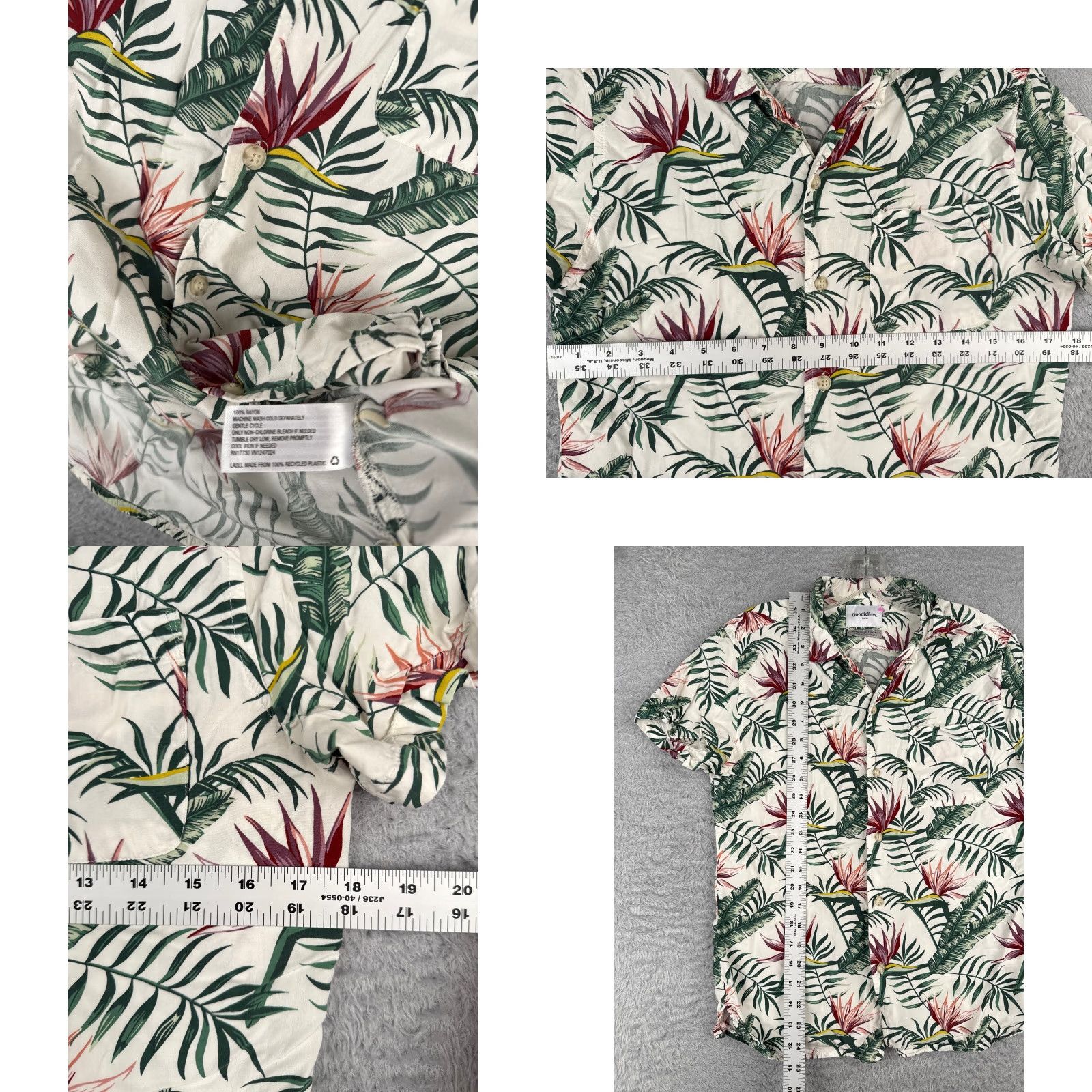 Vintage VINTAGE Goodfellow & Co Shirt Men White Floral Bird Of Paradise Hawaiian Rayon Size US S / EU 44-46 / 1 - 8 Thumbnail