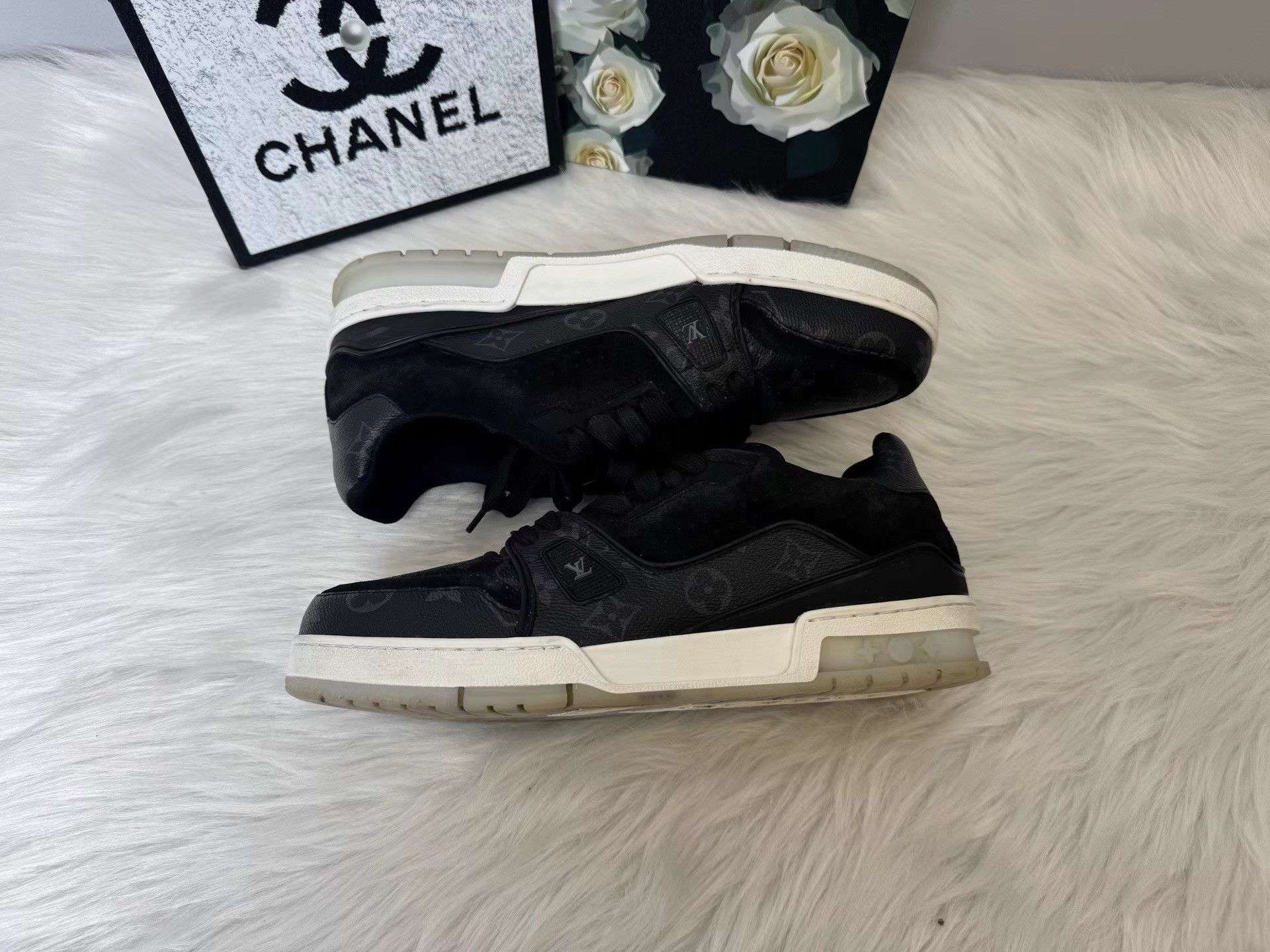 Louis Vuitton LV Trainer Black Monogram Printed Casual Shoes K36 Size US 8 / EU 41 - 7 Thumbnail