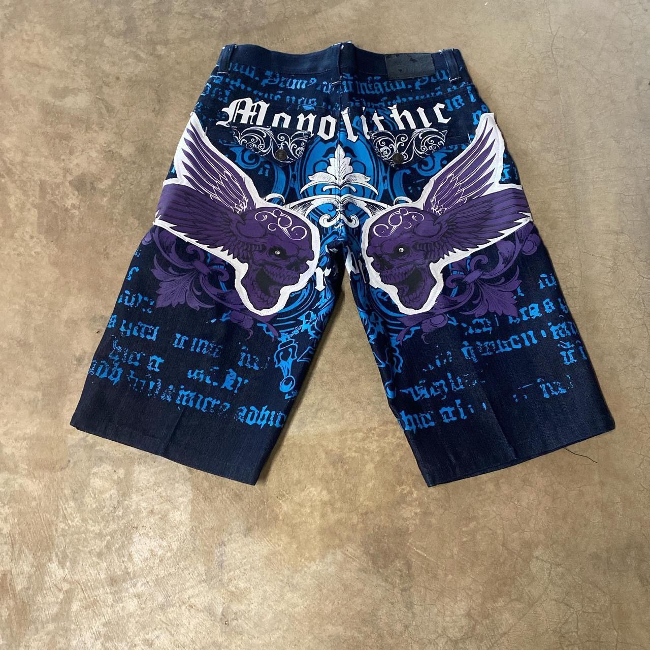 Affliction × Vintage Raw Blue Shorts Size US 34 / EU 50 - 1 Thumbnail