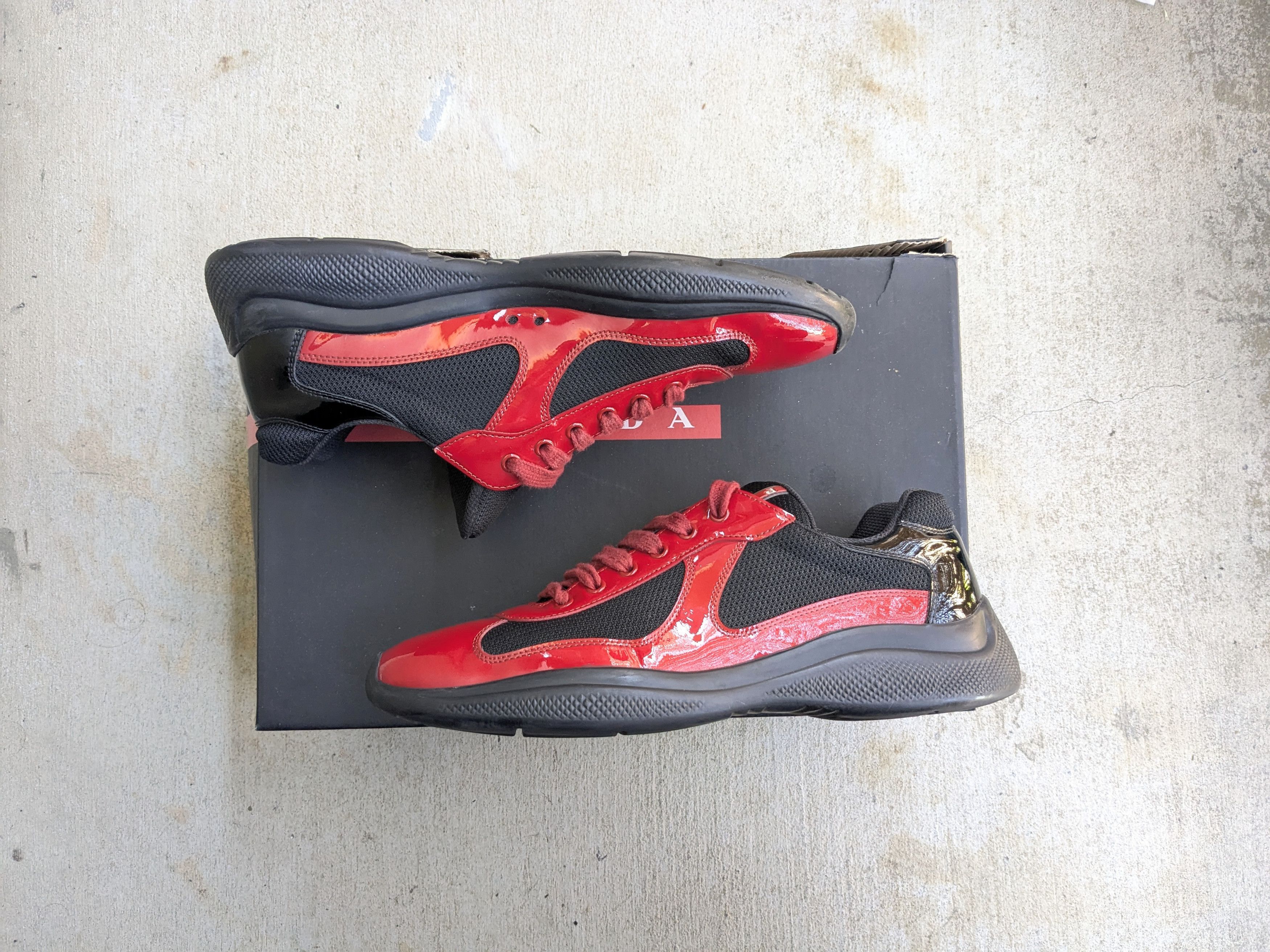 Prada Prada America's Cup Sneakers Red Black Patent 10 Black Size US 10 / EU 43 - 1 Thumbnail