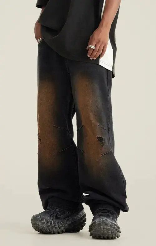 Japanese Brand × Jean Retro street wash grunge micro flared wide leg jeans Size US 32 / EU 48 - 3 Thumbnail