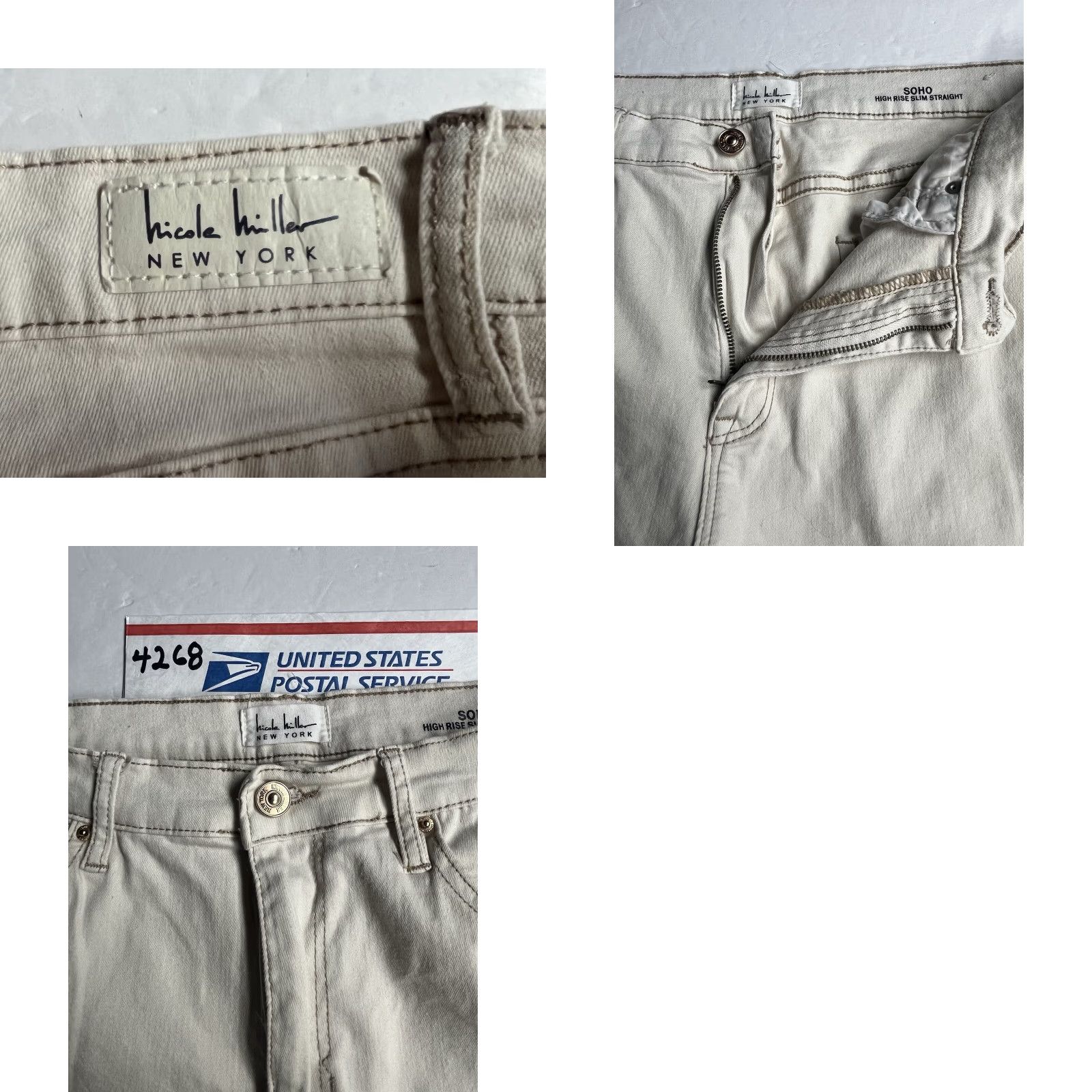 Nicole Miller Nicole Miller Jeans Women Cream Straight 32 See Measurements Vintage No 5-Pocket Denim Zip Regular 32x25 Clothes Shoes? Size 24" / US 00 / IT 34 - 8 Thumbnail