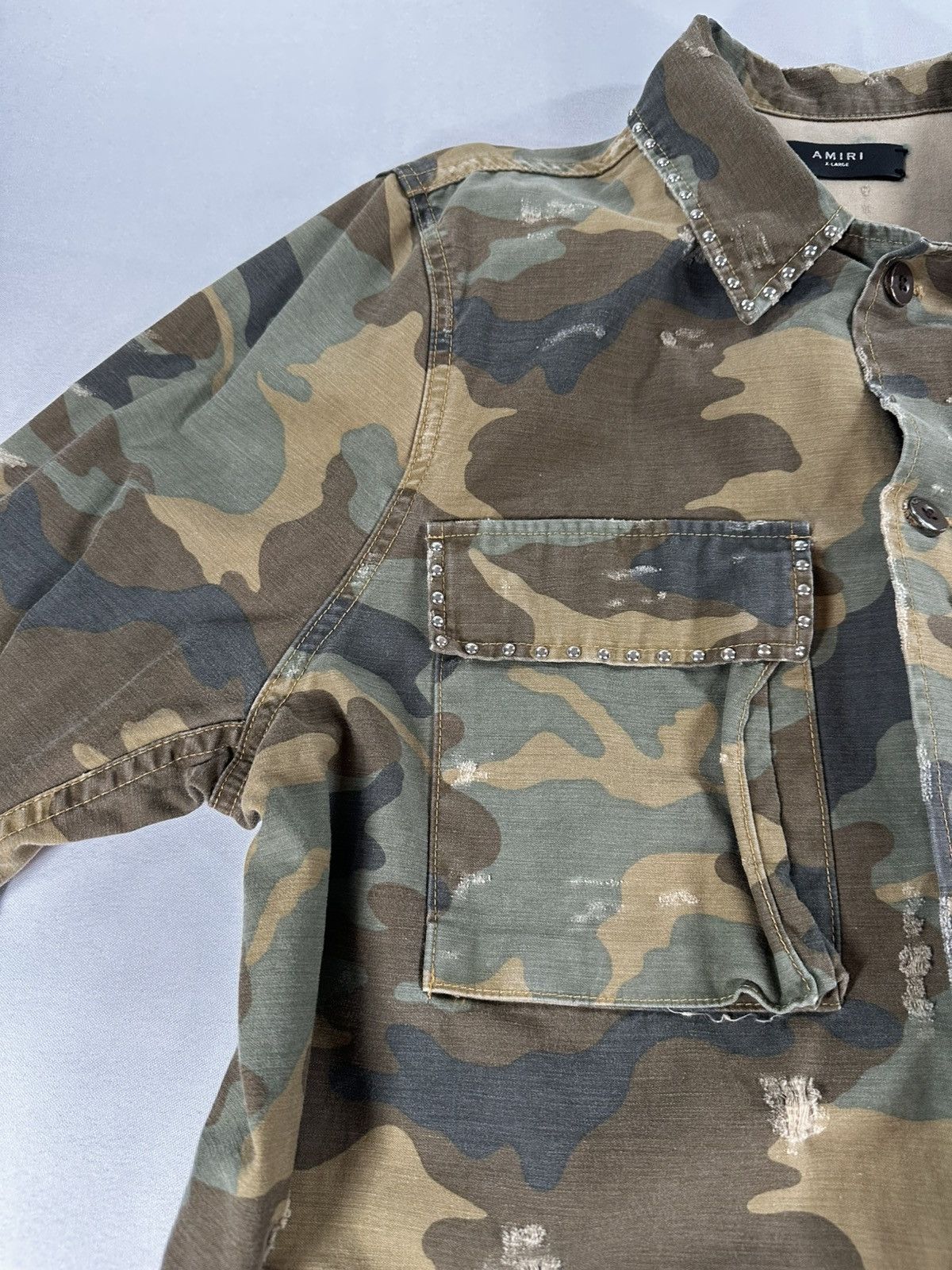 Amiri Amiri Studded Distressed Camo Military Jacket XL Made in USA Size US XL / EU 56 / 4 - 5 Thumbnail