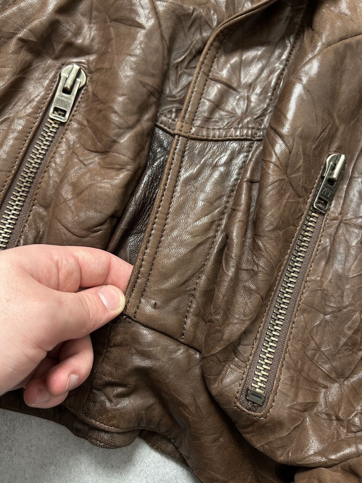 Genuine Leather Vintage Avant-garden multi-pocket jacket mens 90s Size US S / EU 44-46 / 1 - 5 Thumbnail