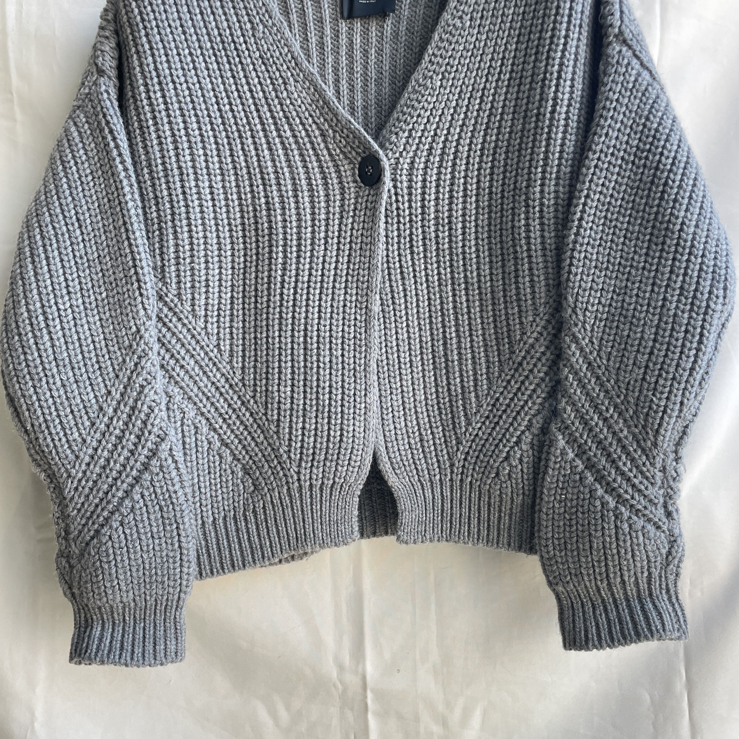 Roberto Collina Roberto Collina Womens Chunky Rib Knit Сropped Wool Cardigan Size L / US 10 / IT 46 - 6 Thumbnail