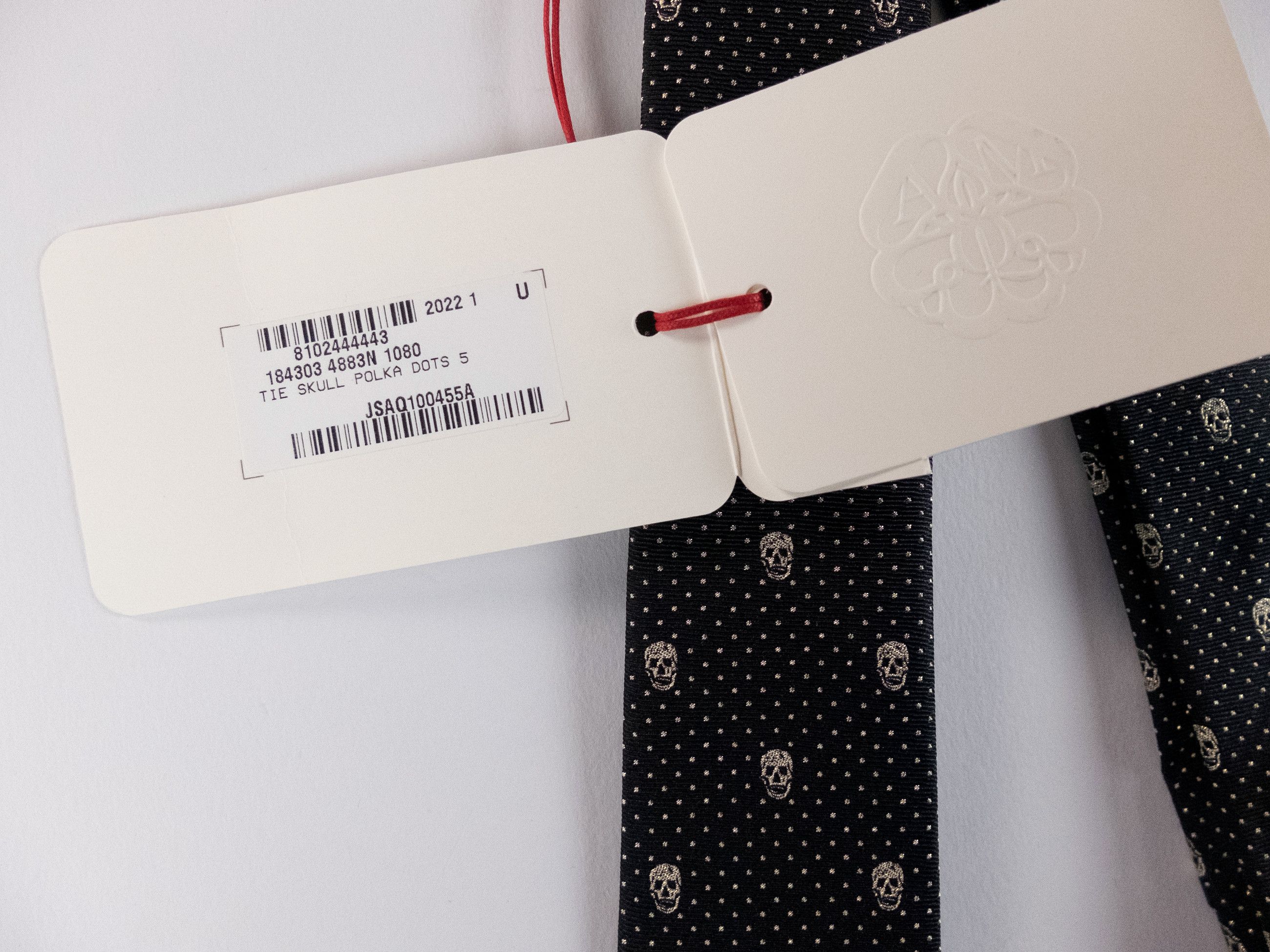 Alexander McQueen ALEXANDER MCQUEEN black skulls & polka dots skinny silk tie Size ONE SIZE - 2 Thumbnail