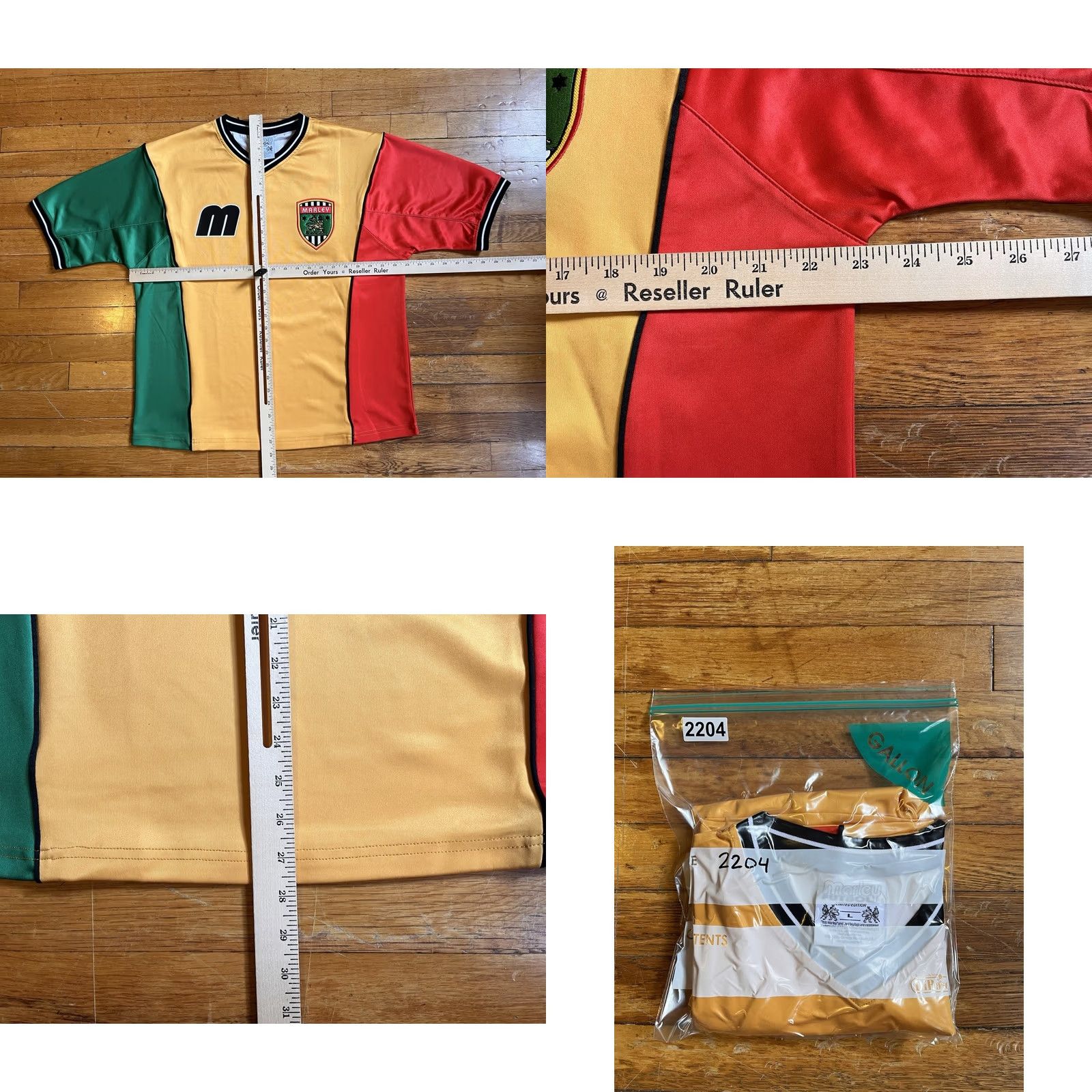 Vintage Marley Futbol Bob Marley Futbol Rasta 45 Soccer Jersey T-Shirt Men's L Yellow V-Neck Short Sleeve Size US L / EU 52-54 / 3 - 8 Thumbnail