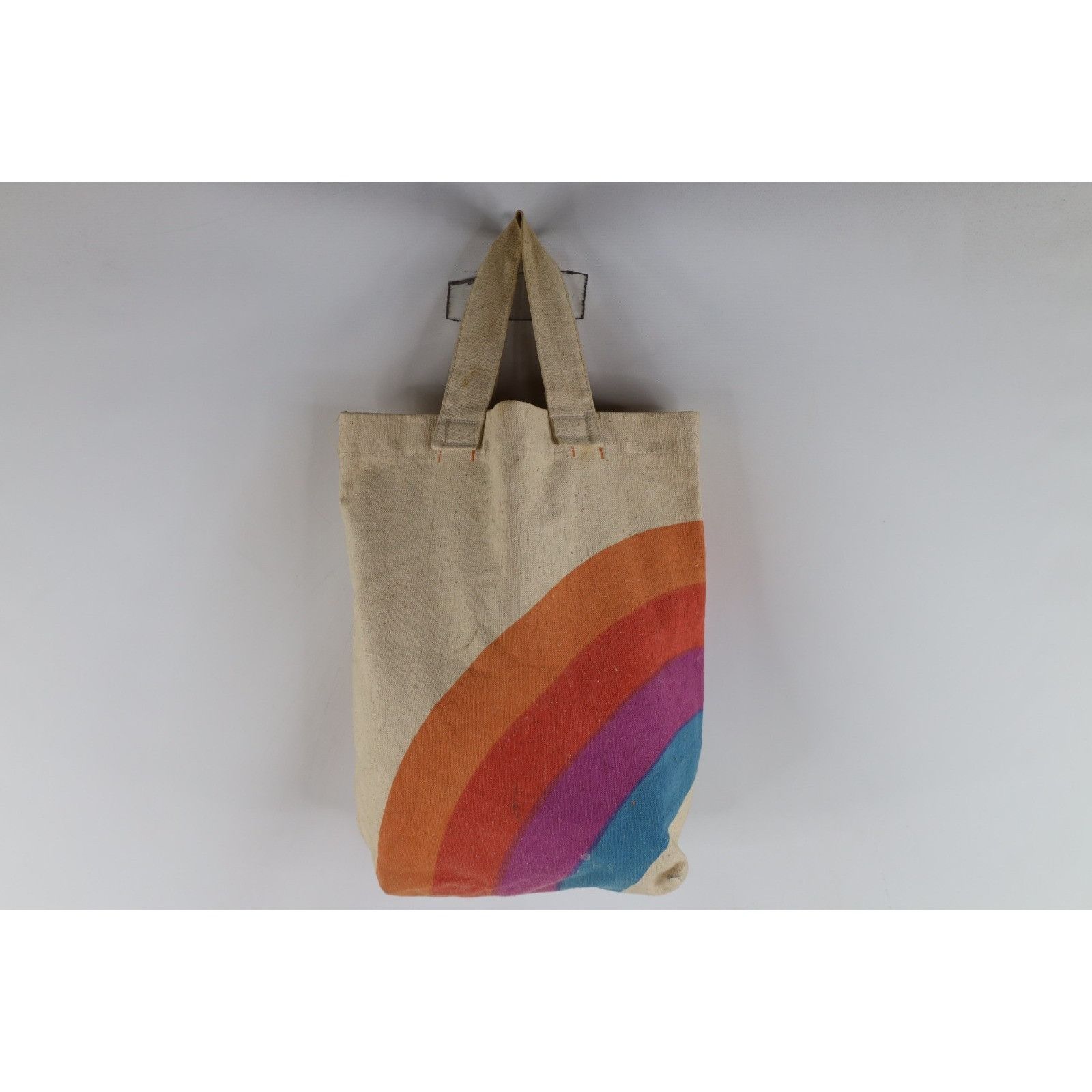 Vintage Vintage 70s Streetwear Boho Chic Rainbow Canvas Tote Bag Size ONE SIZE - 1 Thumbnail