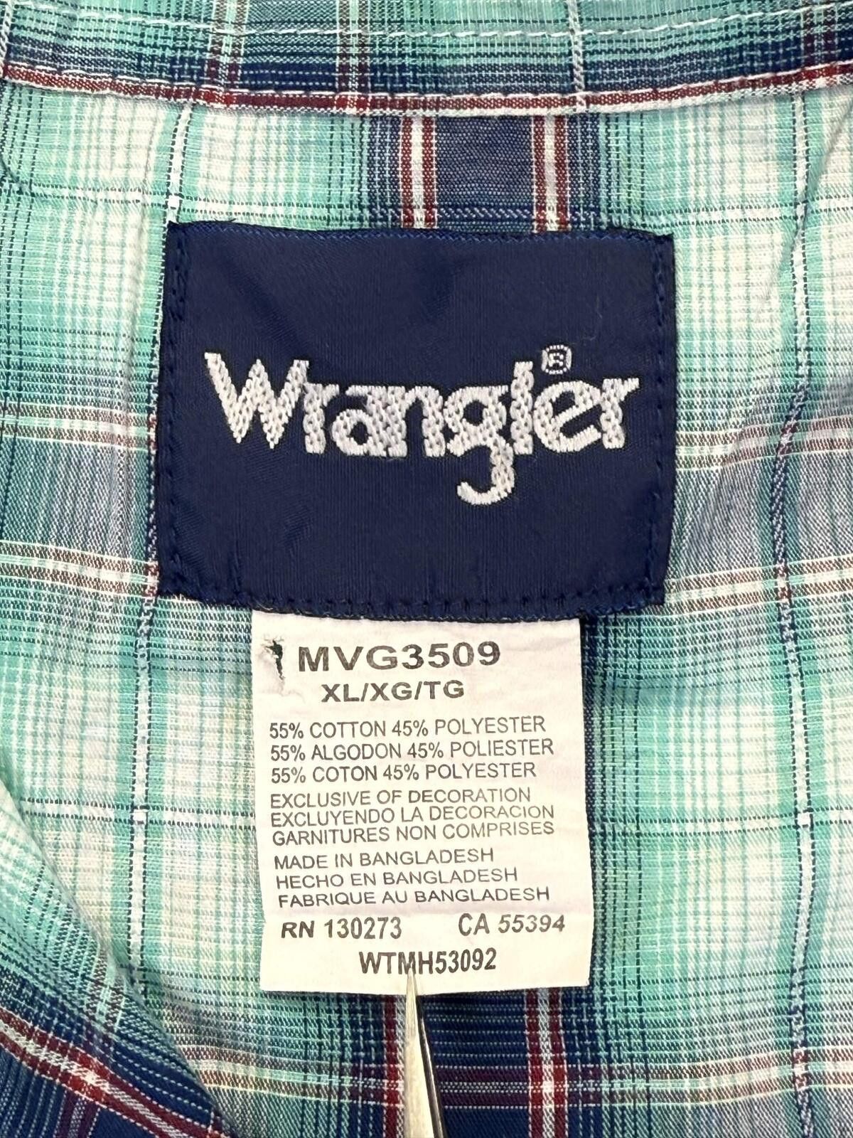 Wrangler Wrangler Men's Plaid Westren Style Short Sleeve Shirt Size ONE SIZE - 3 Thumbnail