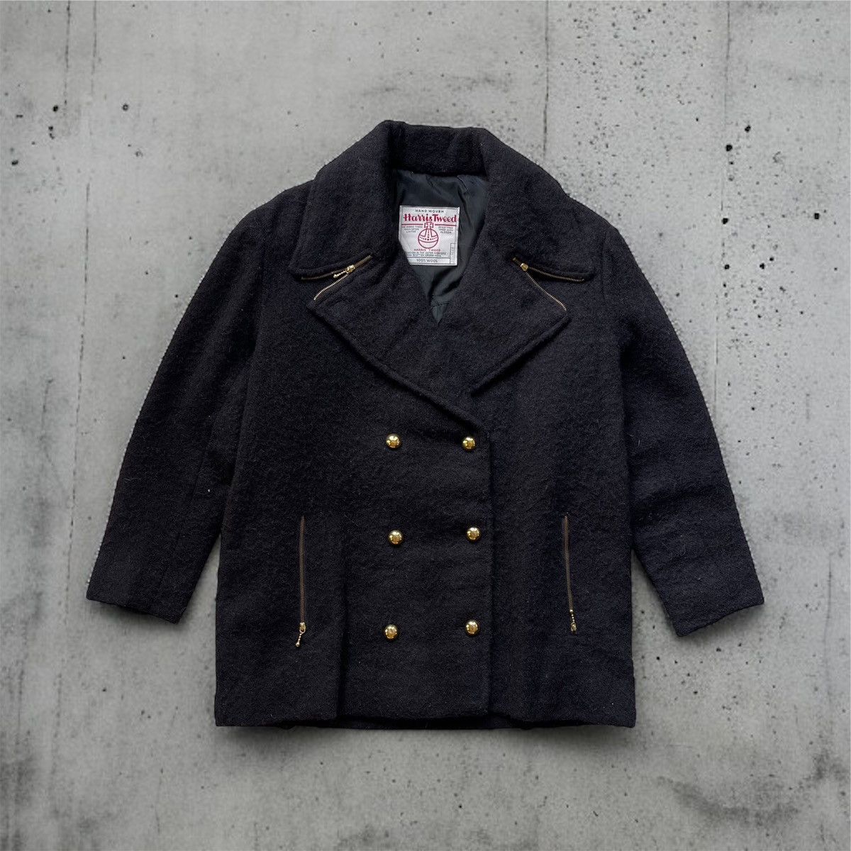 Harris Tweed 🔥Vtg Harris Tweed Women's Wool Double Breasted Zipper Coat Size L / US 10 / IT 46 - 1 Thumbnail