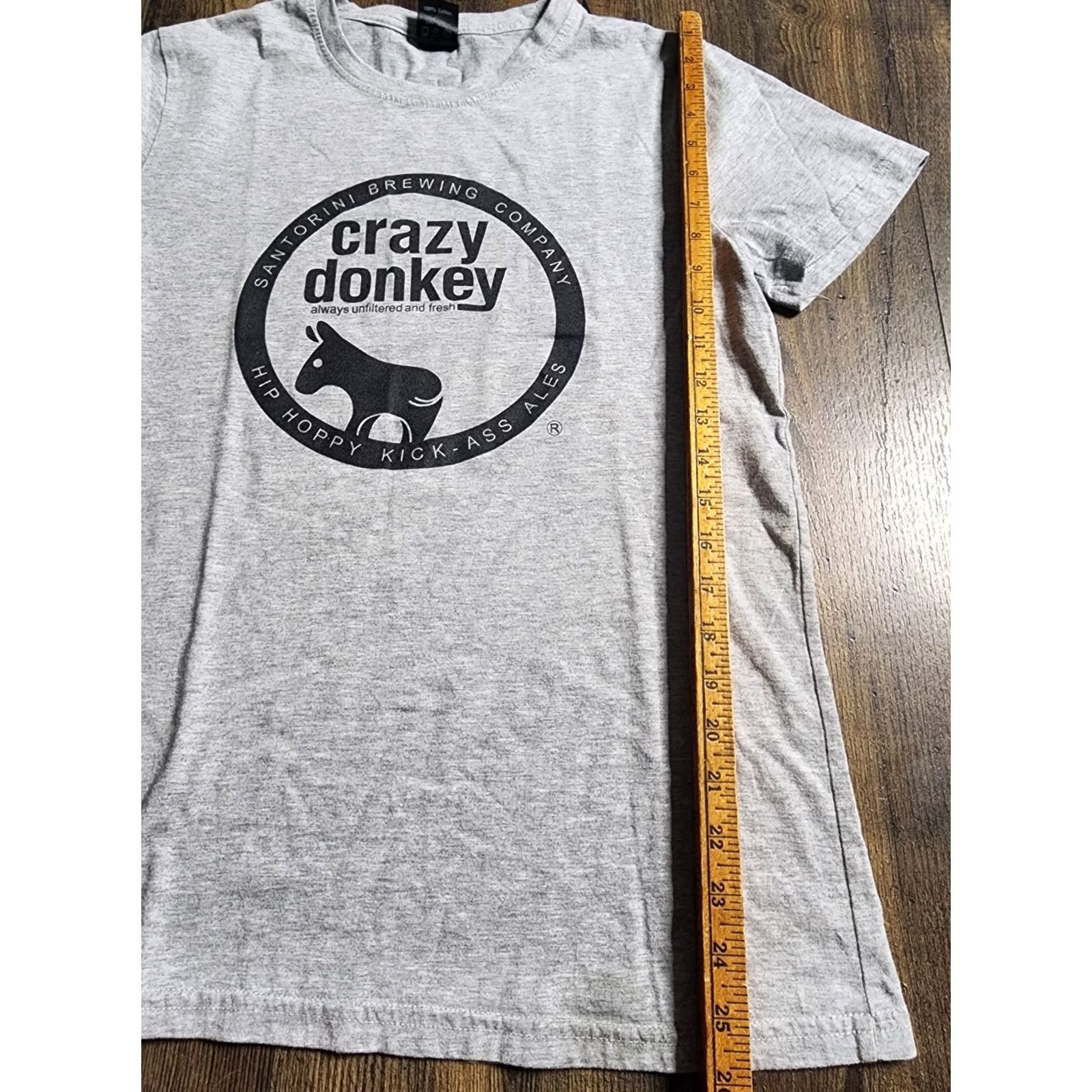 Vintage Womens T-Shirt Crazy Donkey Santorini Brewing Co. Greece Beer Gray L 100% Cotton Crew Neck Short Sleeve Shirt Womens Size L / US 10 / IT 46 - 2 Thumbnail