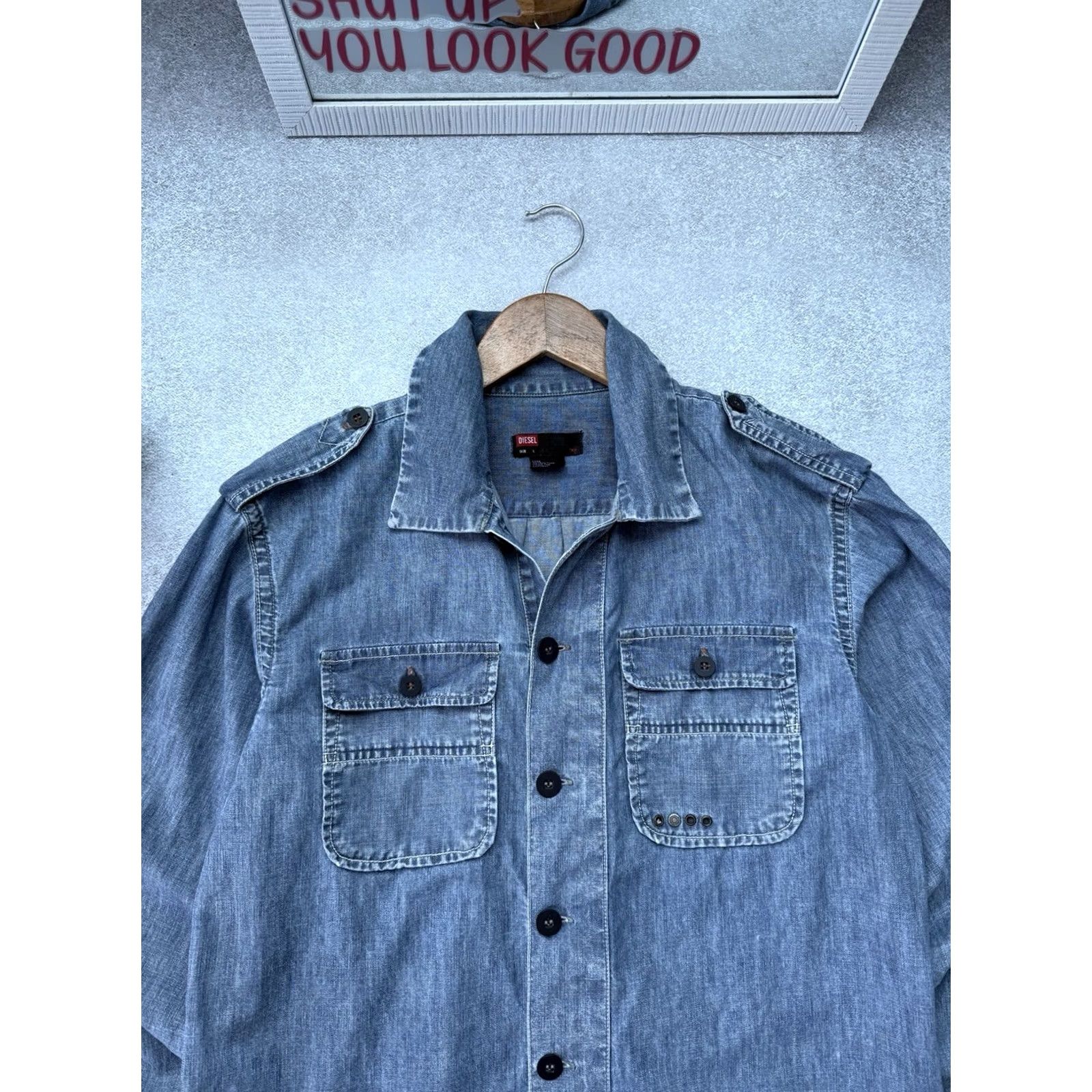 Diesel VINTAGE Diesel Button Up Denim Shirt Pocket Workwear Blue Men’s L Shirt Size US L / EU 52-54 / 3 - 6 Thumbnail